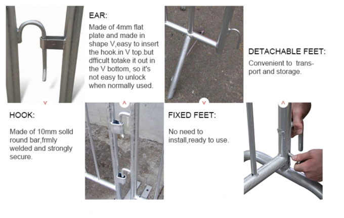 Zrównoważony samochód 47" Metalowe bariery tłumu tymczasowy płot basenu 2