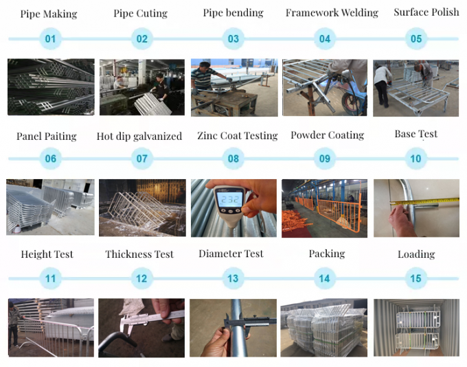 Gorąco zanurzone galwanizowane metalowe bariery kontroli tłumu 4